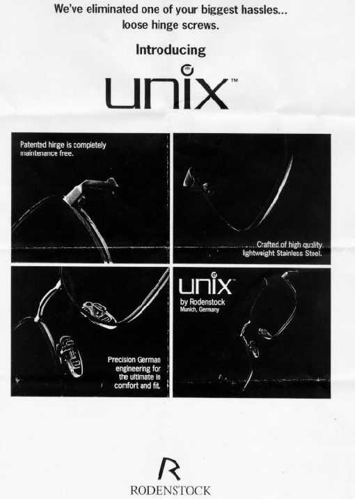 UNIX eyeglass frames